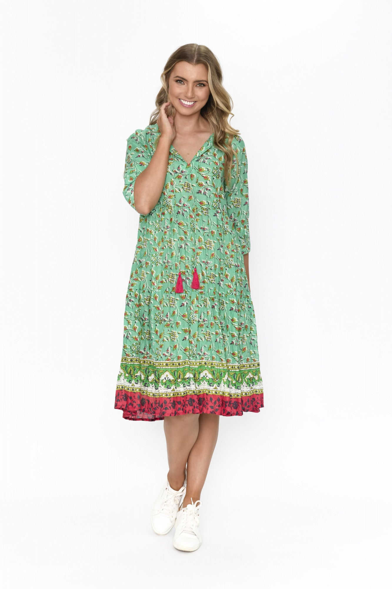 100% Cotton REBECCA Dress (Floral Cascade)