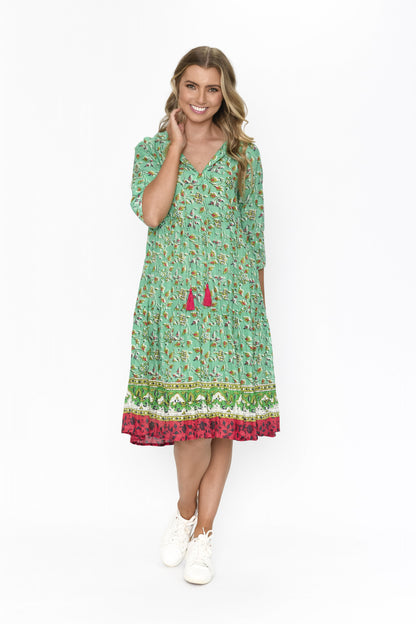 100% Cotton REBECCA Dress (Floral Cascade)