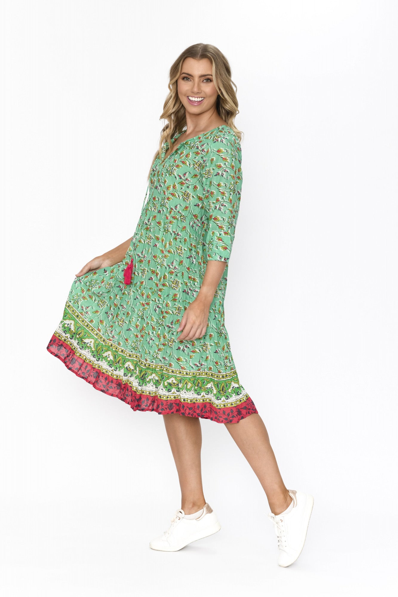 100% Cotton REBECCA Dress (Floral Cascade)