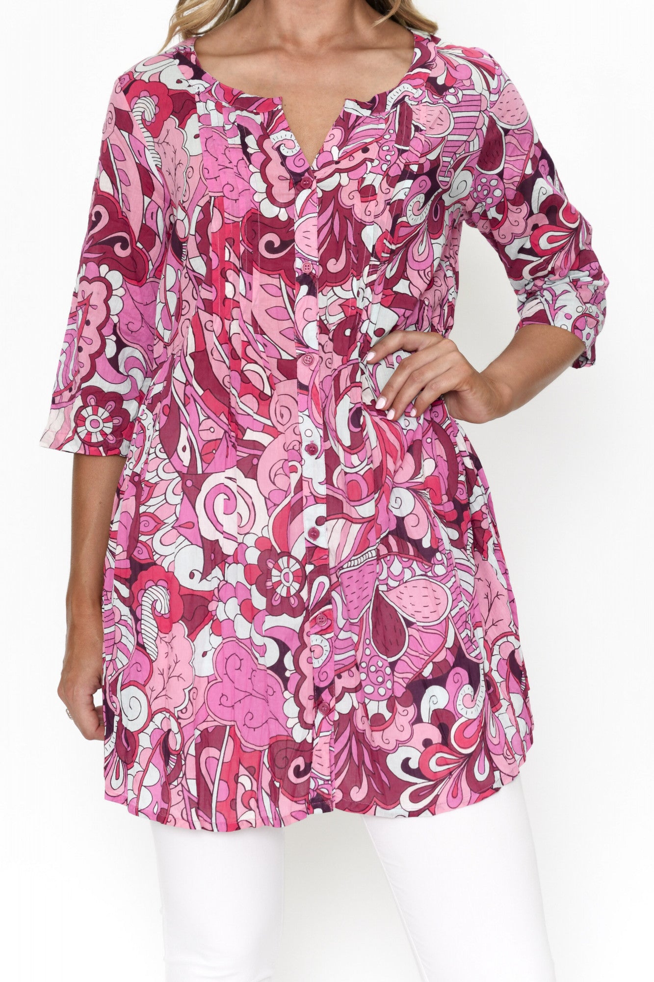 100% Cotton ALISON Tunic (Pink Paradise)