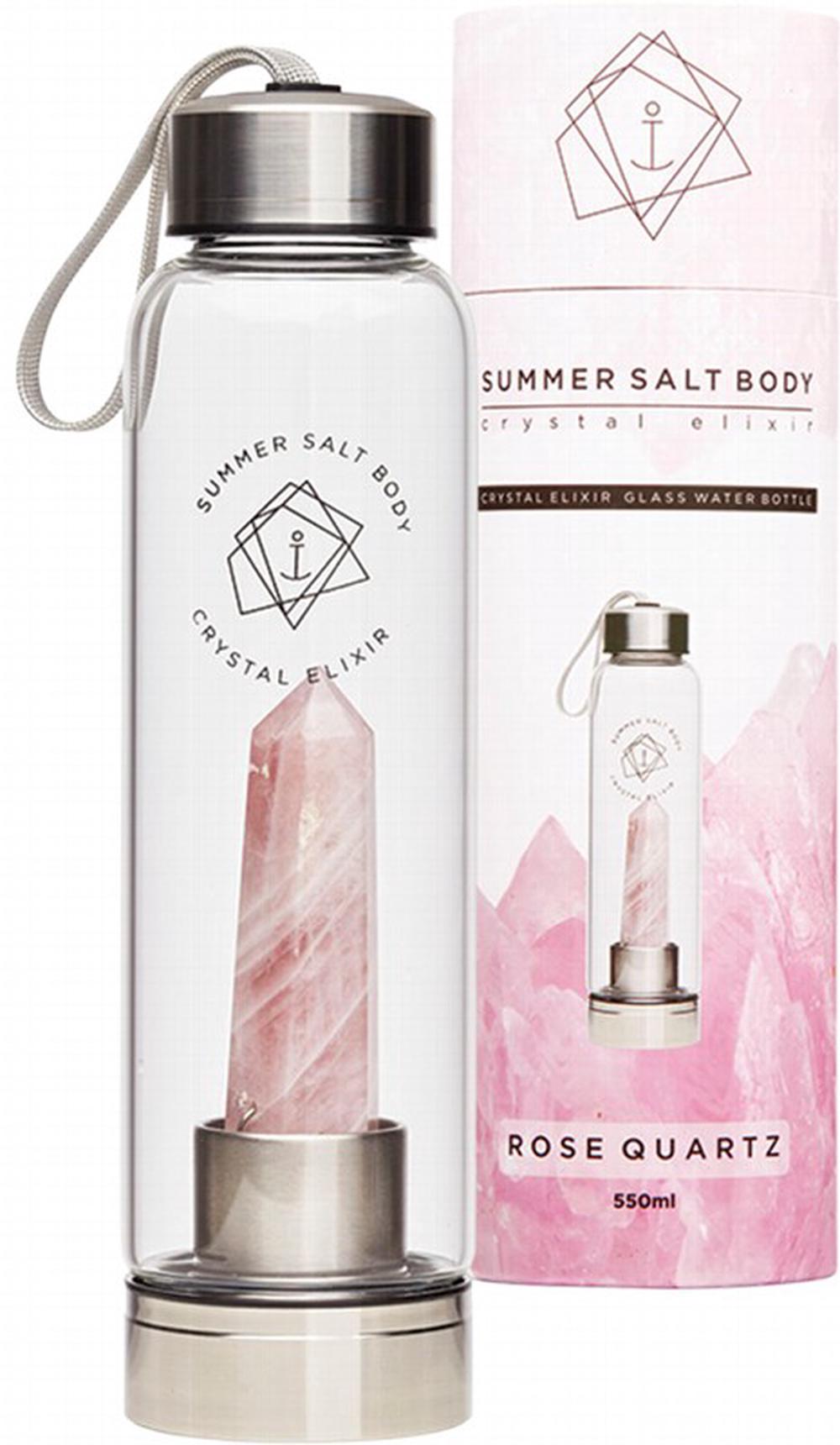 Bouteille d'eau en verre Crystal Elixir 550 ml (quartz rose)