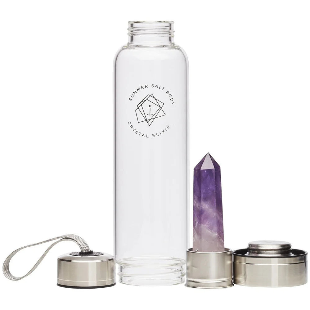 Crystal Elixir Glass Water Bottle 550ml (Amethyst)