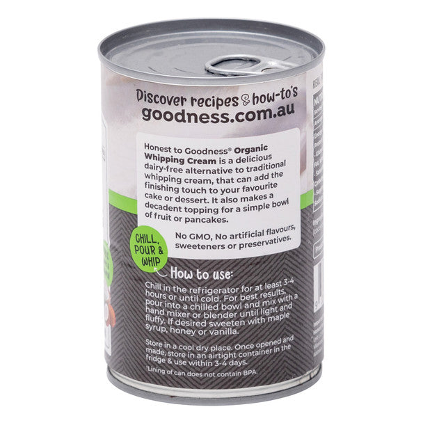 Crème fouettée à la noix de coco biologique