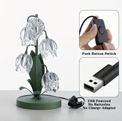 Crystal Bell Orchid USB Table Lamp