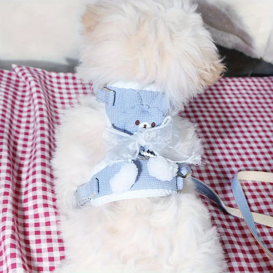 Blue Dog/Cat harness with Rabbit design