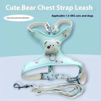 Dog/Cat harness with 3D Bear design (Cream)