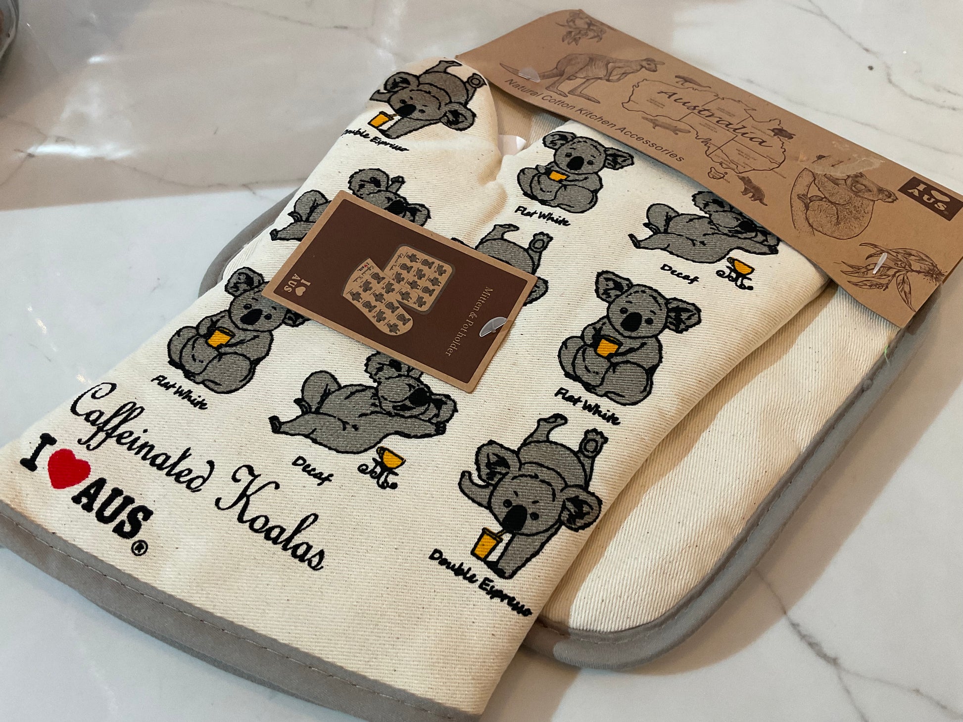 Gant de cuisine caféiné koalas