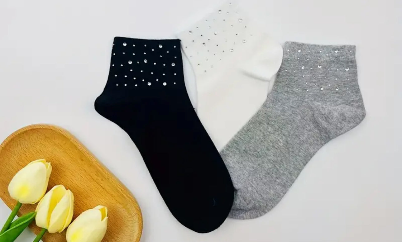 Diamonte cotton anklet socks