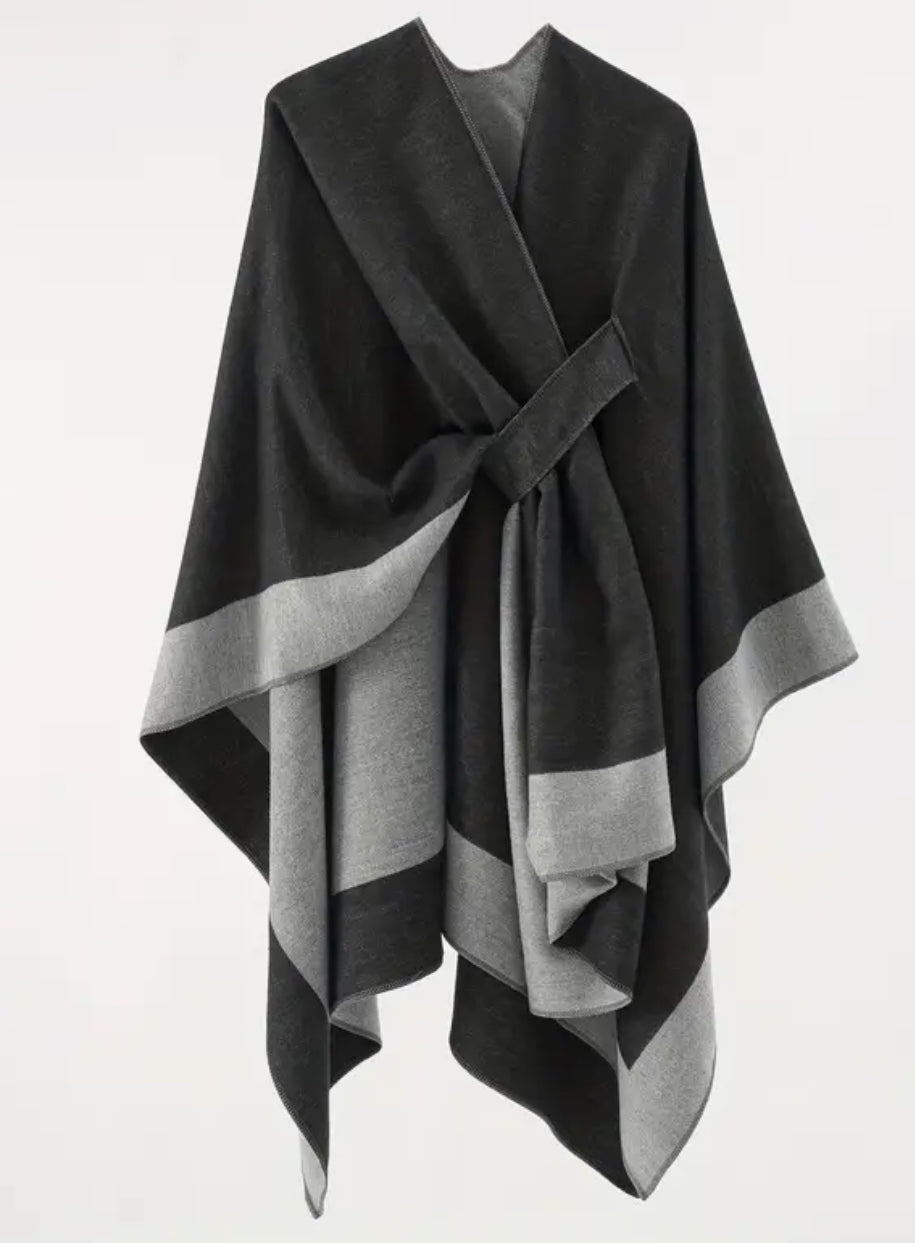 Black Shawl with Grey Edge