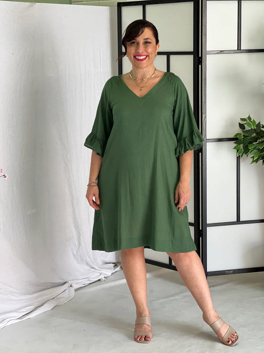 Green Linen Dress