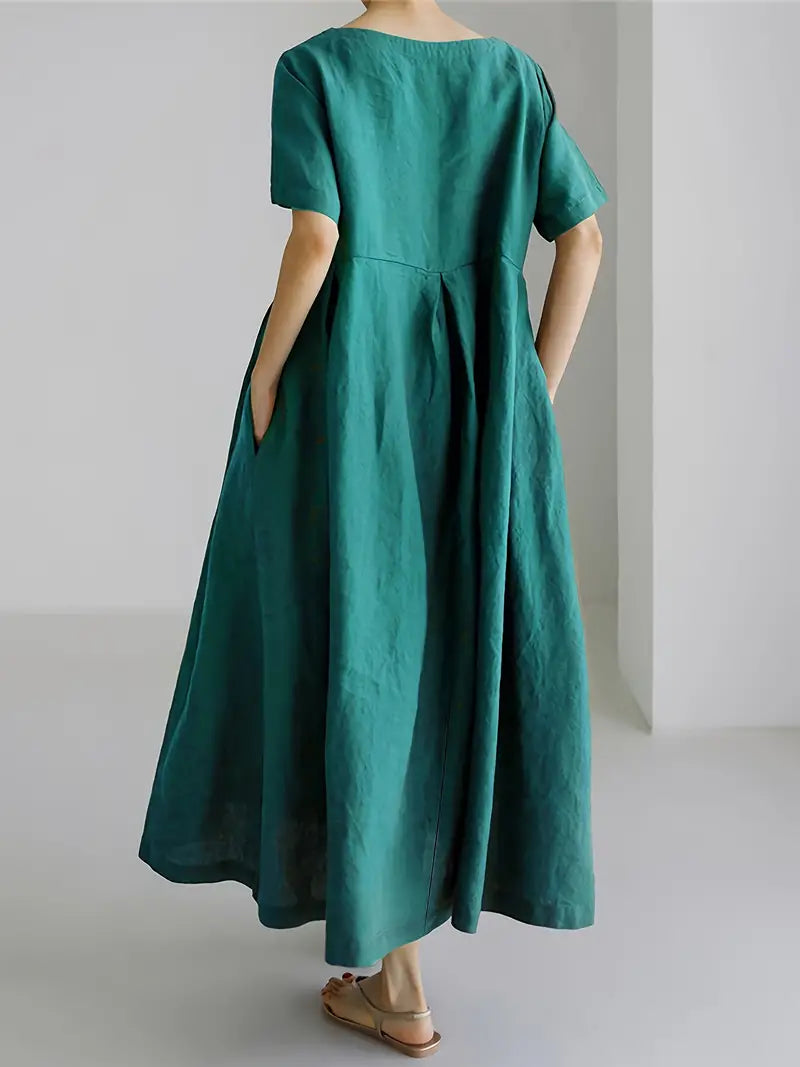 Emerald Cotton/Linen Blend Oversized Dress