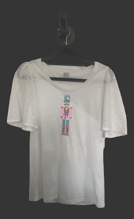 T-shirt Casse-Noisette rose en coton blanc