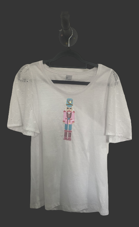 White Cotton Pink Nutcracker T-shirt