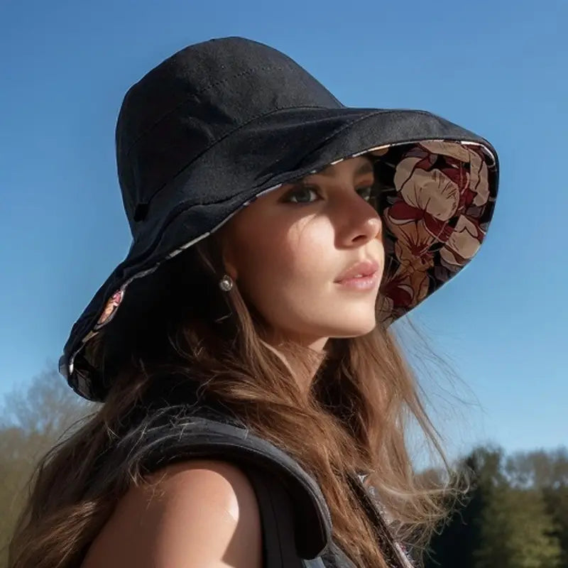 Chapeau de soleil réversible à large bord