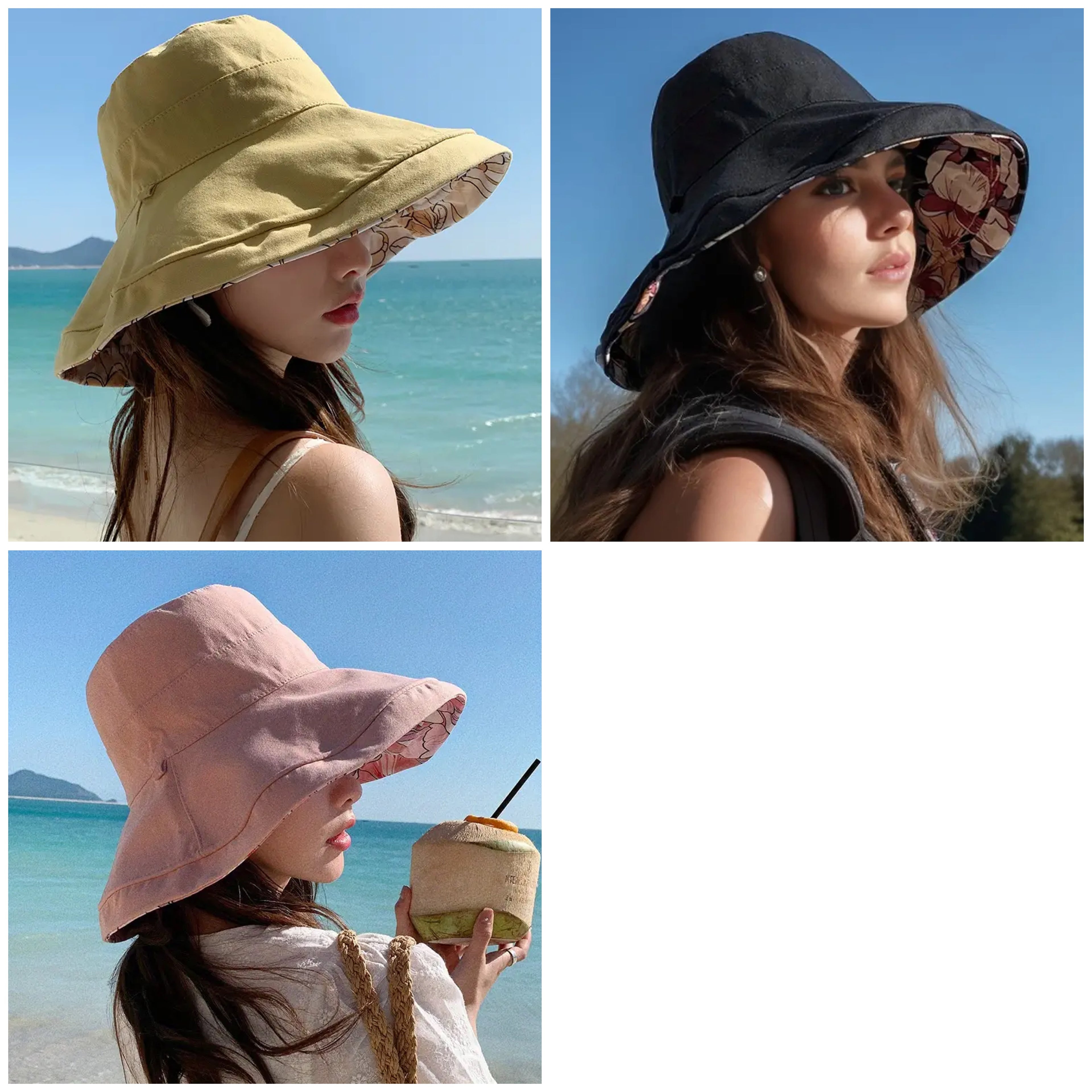 Chapeau de soleil réversible à large bord