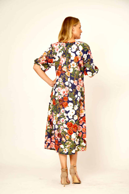 100% Cotton Tied Neckline Floral Dress