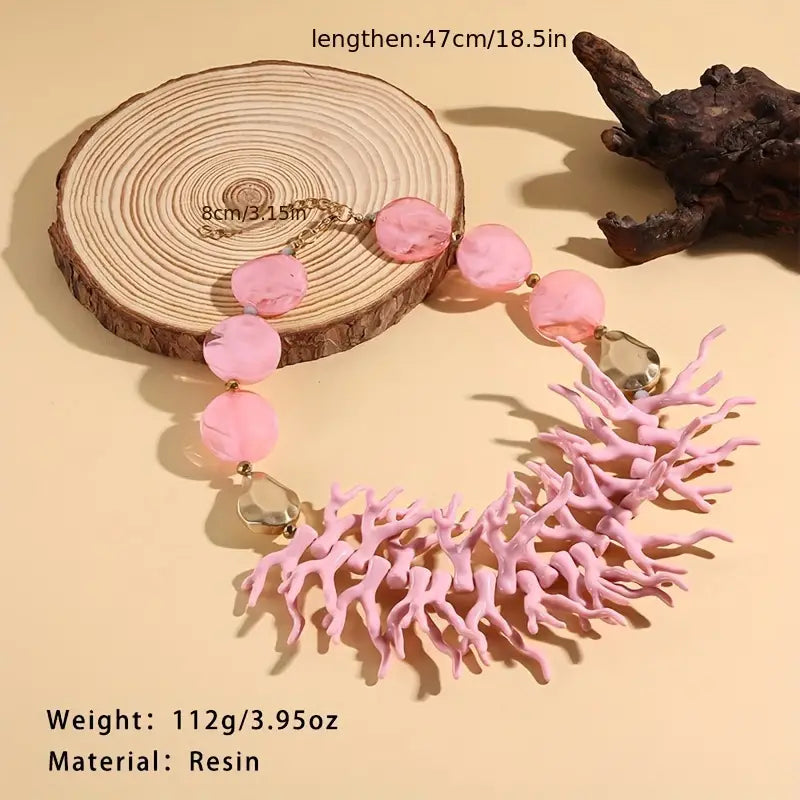 Collier ras du cou bohème à motif corail