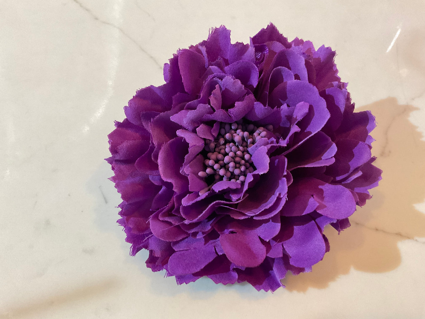 Purple Fabric Flower Brooch or Hair Clip