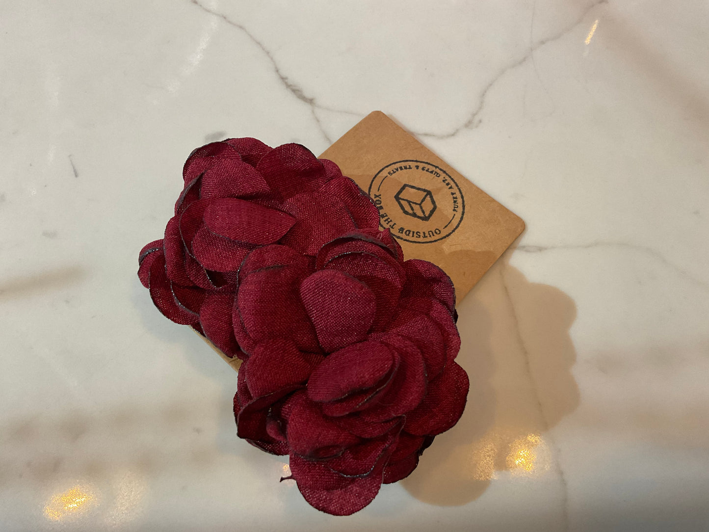 Red Fabric Flower Earrings