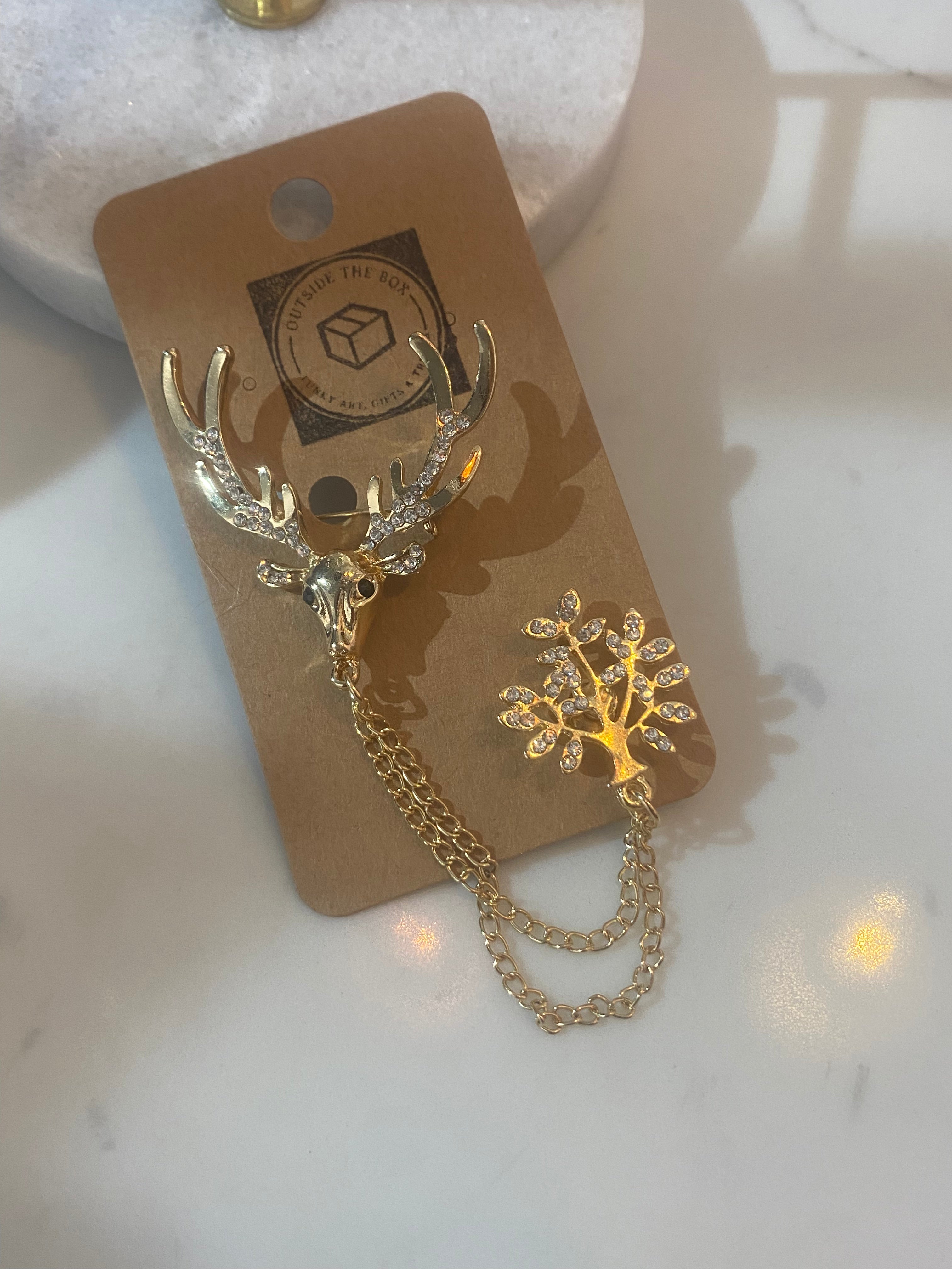 Broche Cerf dans la nature (2 pièces)