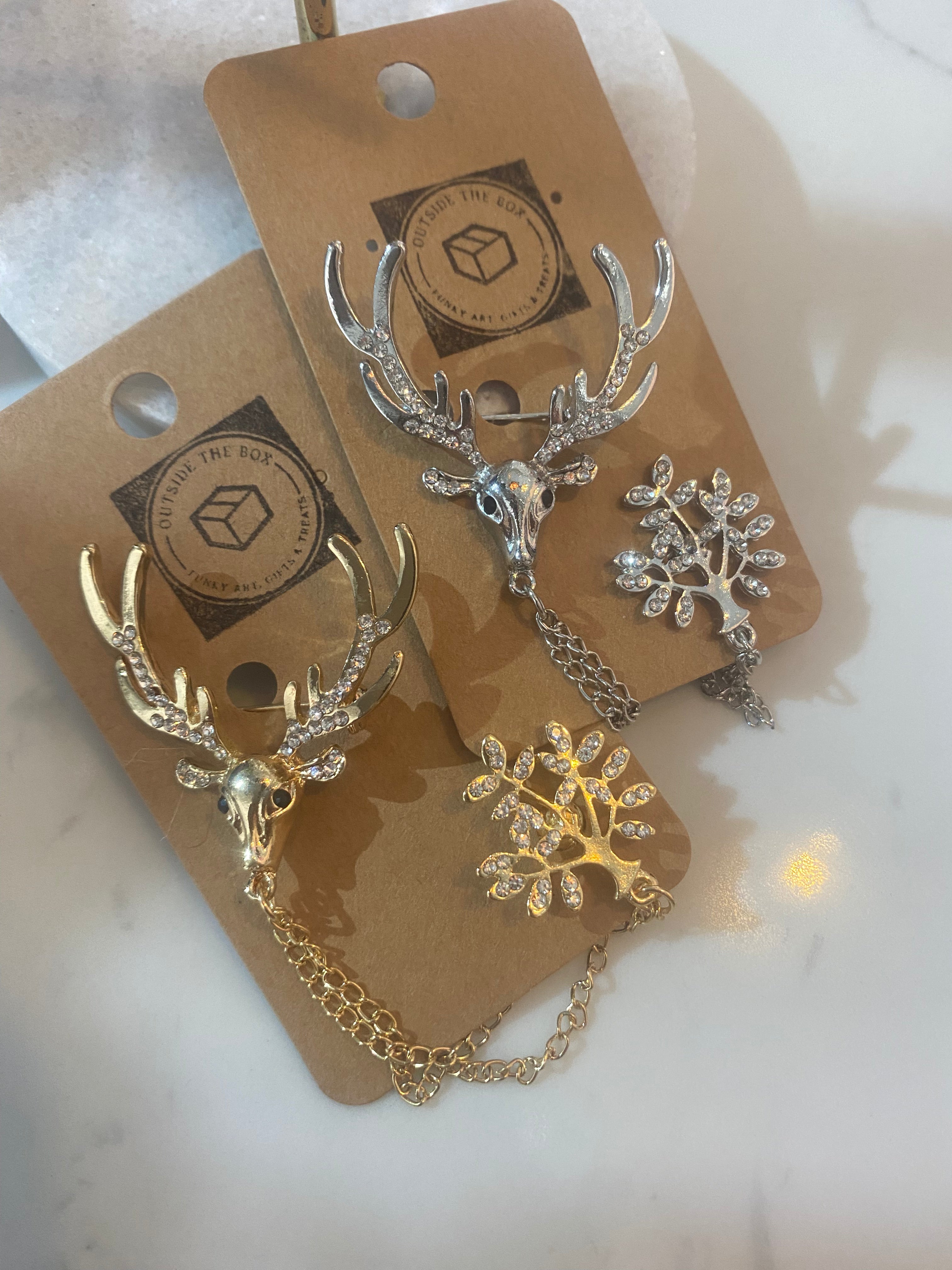 Broche Cerf dans la nature (2 pièces)