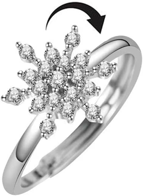 Cubic Zirconia Christmas Snowflake Fidget Ring