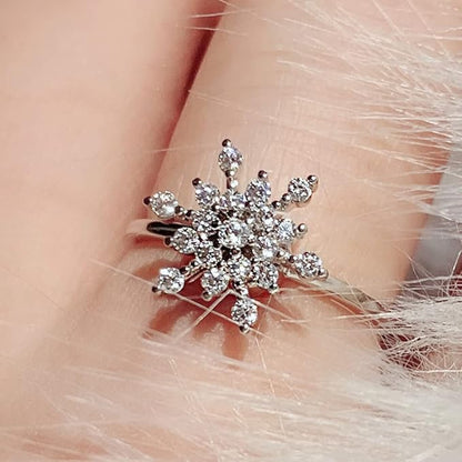 Cubic Zirconia Christmas Snowflake Fidget Ring