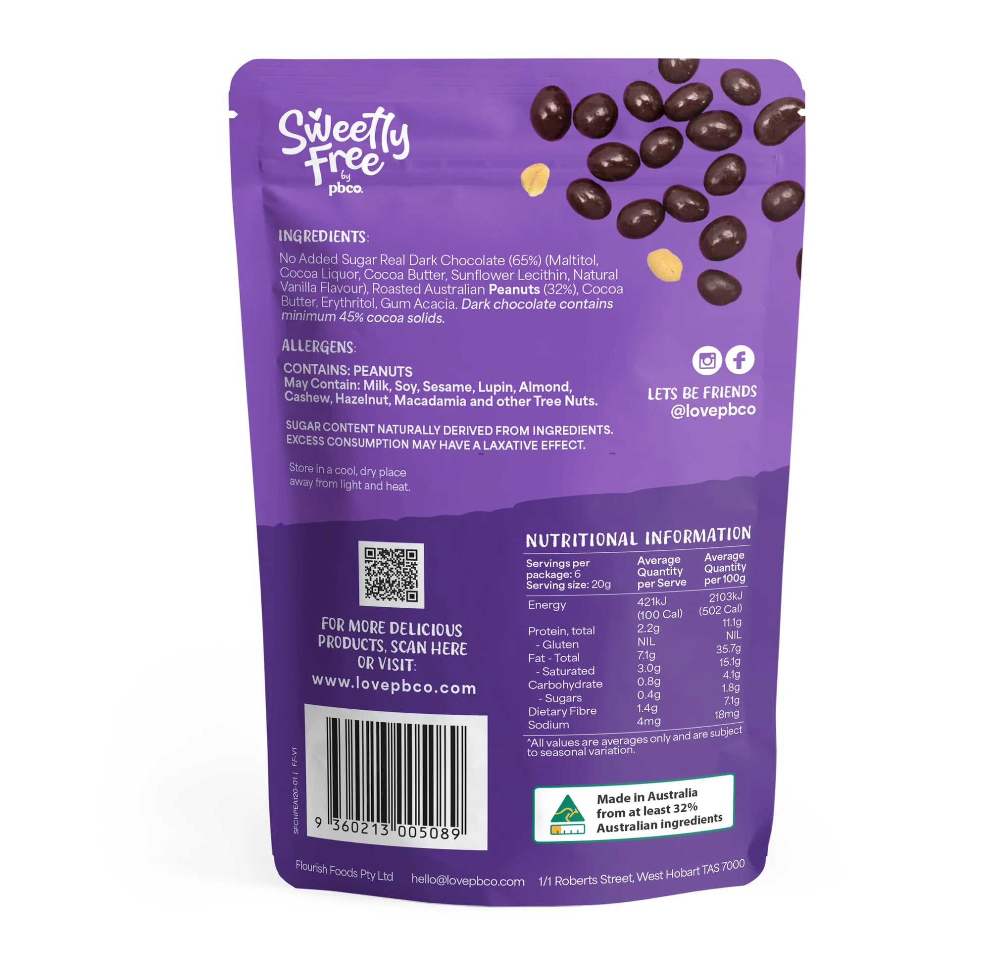 Cacahuètes au chocolat noir sans sucre ajouté