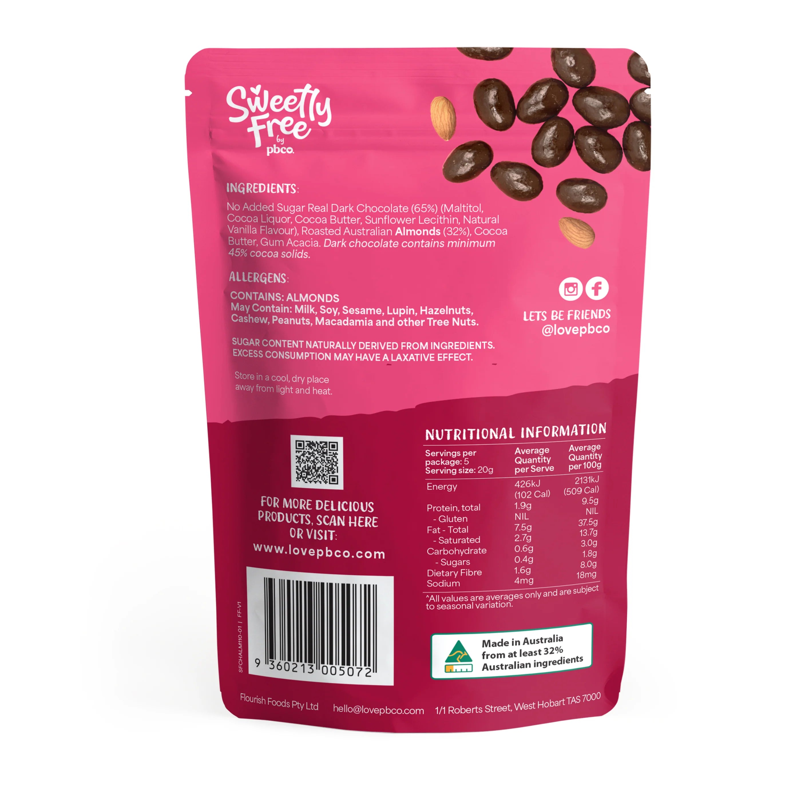 Amandes au chocolat noir sans sucre ajouté