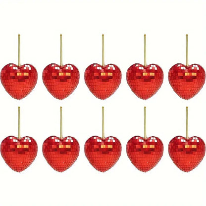 Red Heart Mirrorball Ornaments