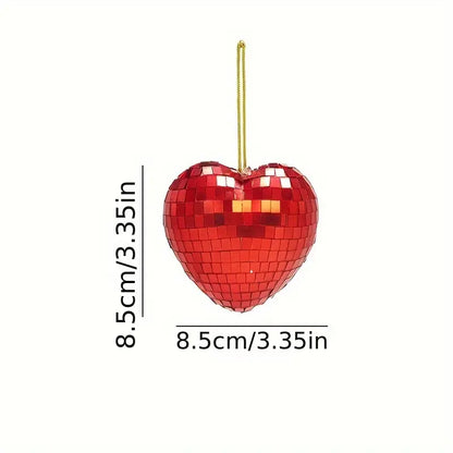 Red Heart Mirrorball Ornaments