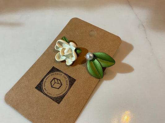 Asymmetrical flower and leaf Earrings