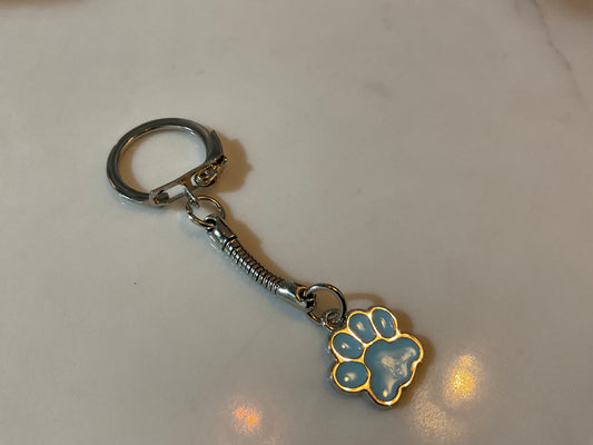 Blue and Silver Paw Keyring