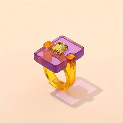 Acrylic Modern Resin Geometric Ring