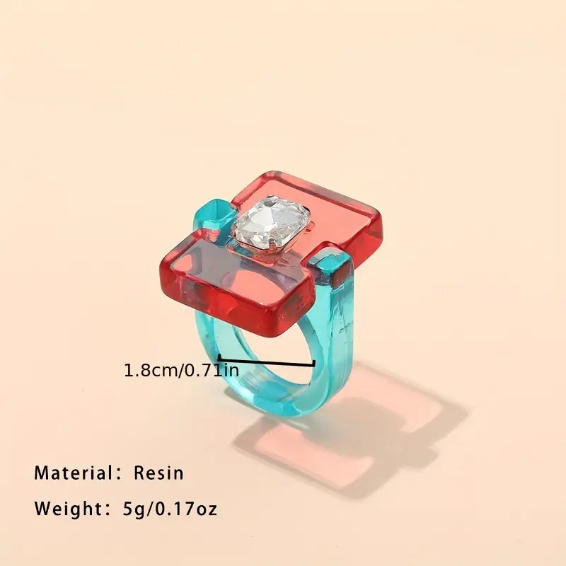 Bague géométrique moderne en résine acrylique