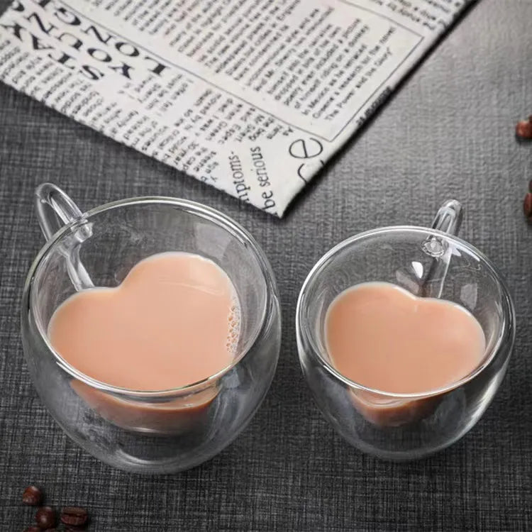 Clear heart glass mug