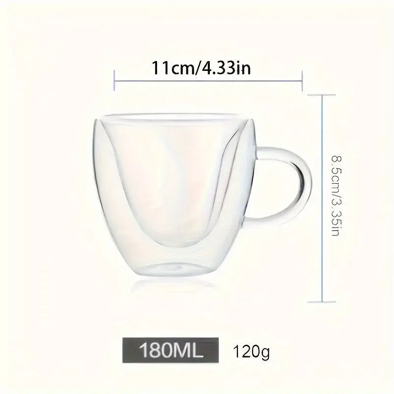 Clear heart glass mug
