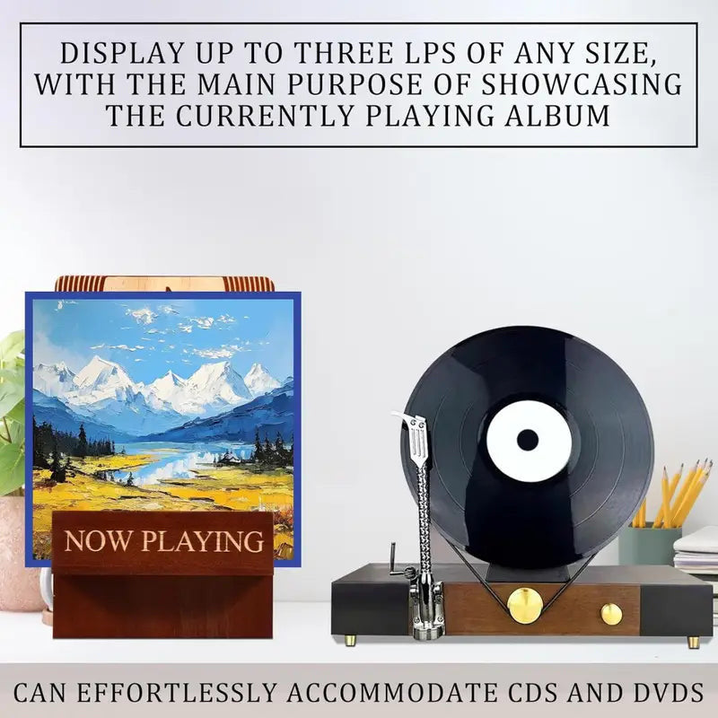 Support en bois pour disque vinyle, livre ou téléphone « En cours de lecture »
