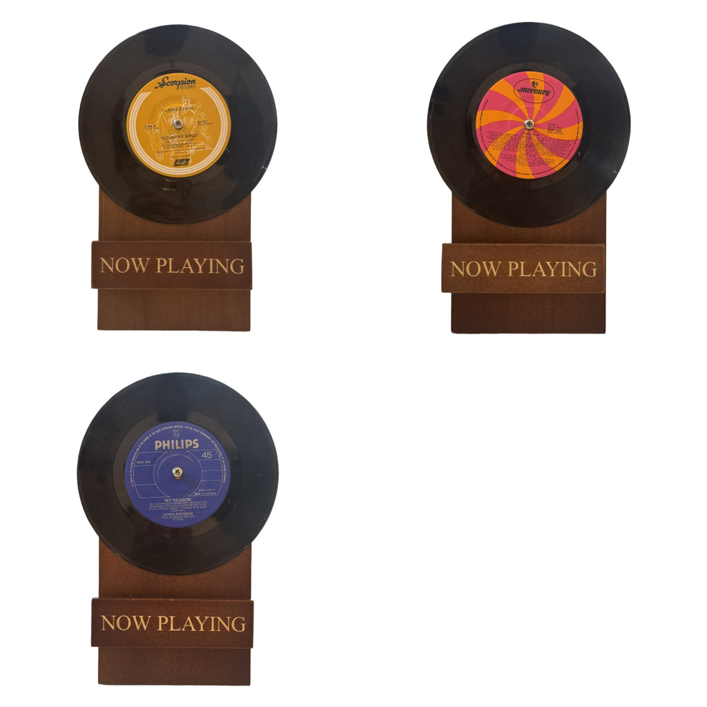 Support en bois pour disque vinyle, livre ou téléphone « En cours de lecture »