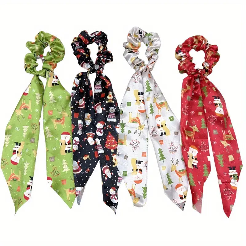 Christmas hair scrunchie with tails