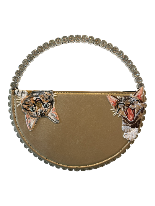 Pochette en cristal brodée de chat