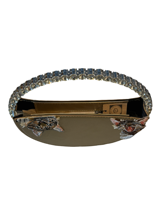 Pochette en cristal brodée de chat