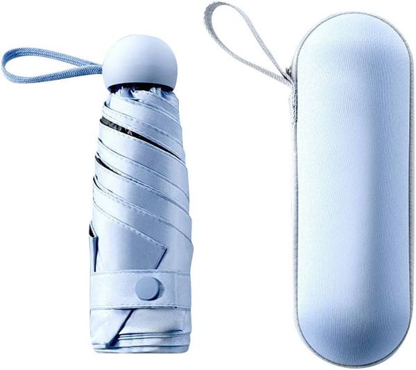 Parapluie compact bleu avec protection UV