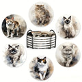 Lot de 6 sous-verres en céramique en forme de chat