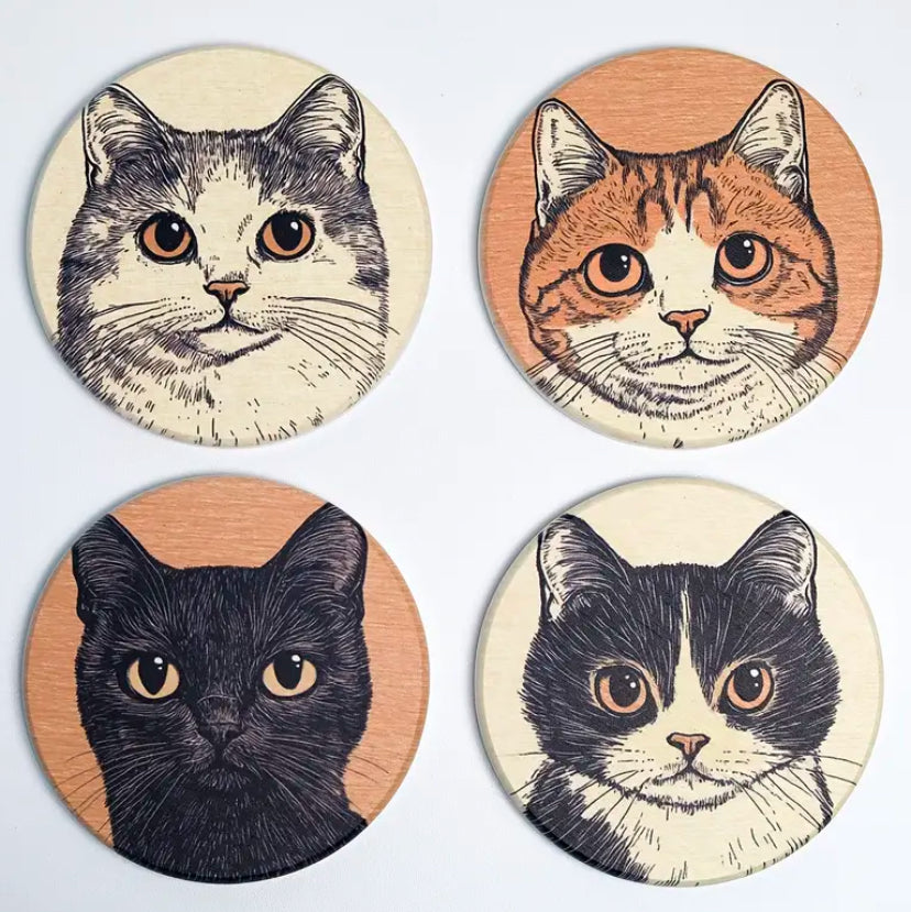 Cat ceramic coasters