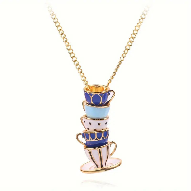 Stacked Tea Cups Necklace