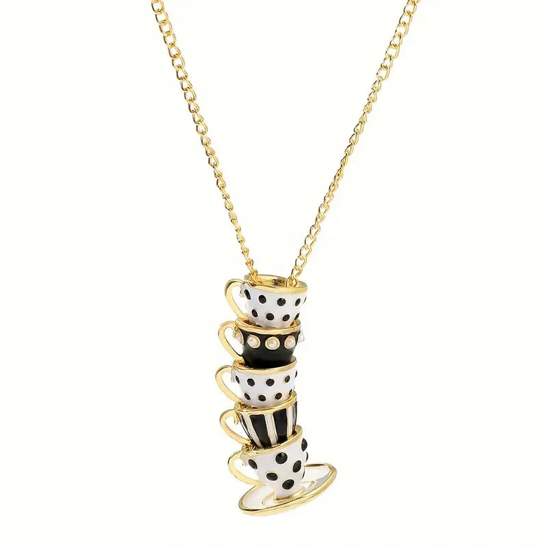 Stacked Tea Cups Necklace