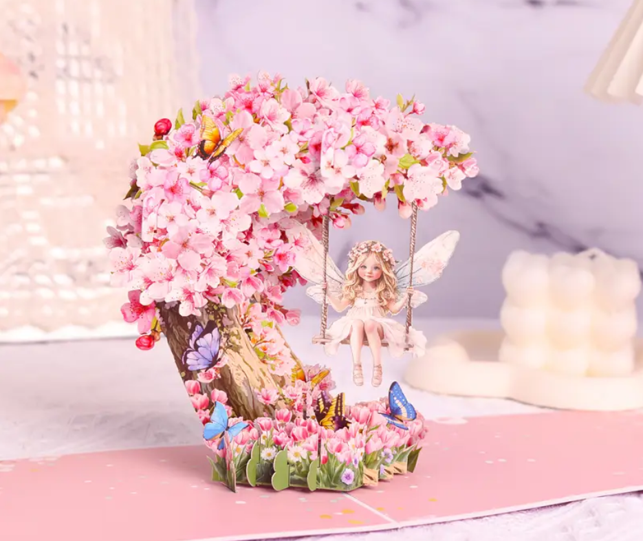 3D Greeting Card - pink fairy