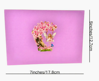 3D Greeting Card - pink fairy