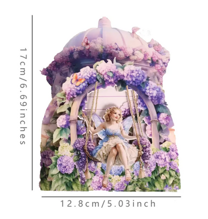 3D Greeting Card - purple fairy